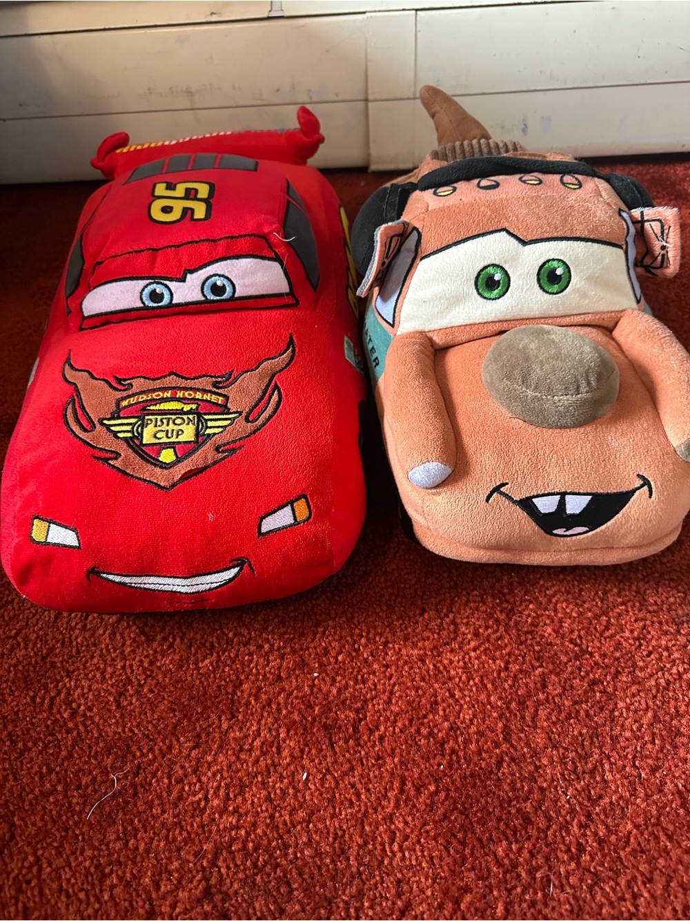 Cars Lightning McQueen & Mater Plush Set - Red & Brown
